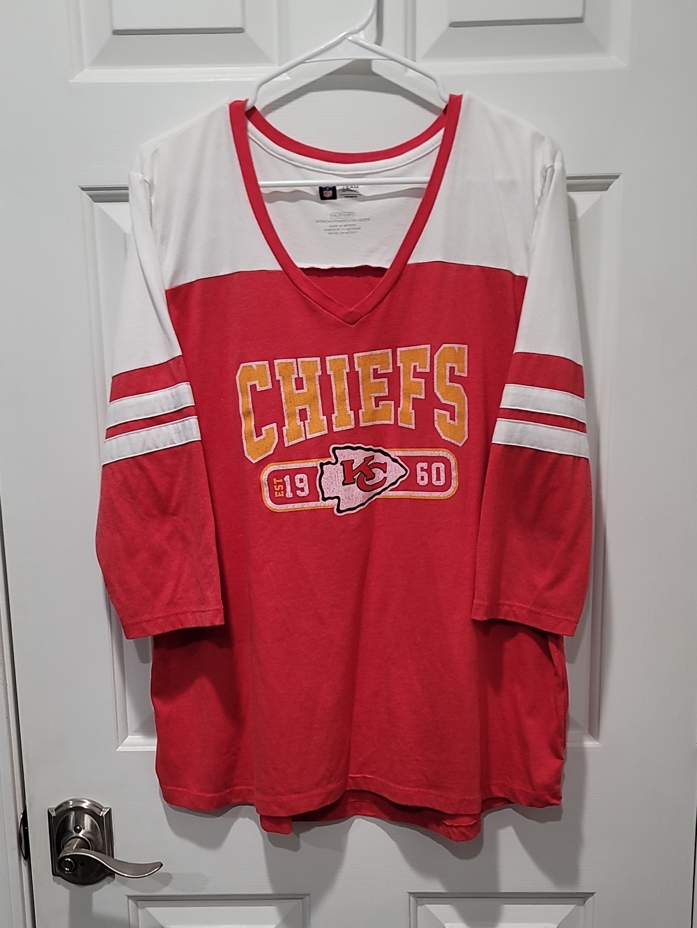 Team Apparel White Tee with Red Trim and Yellow Accent